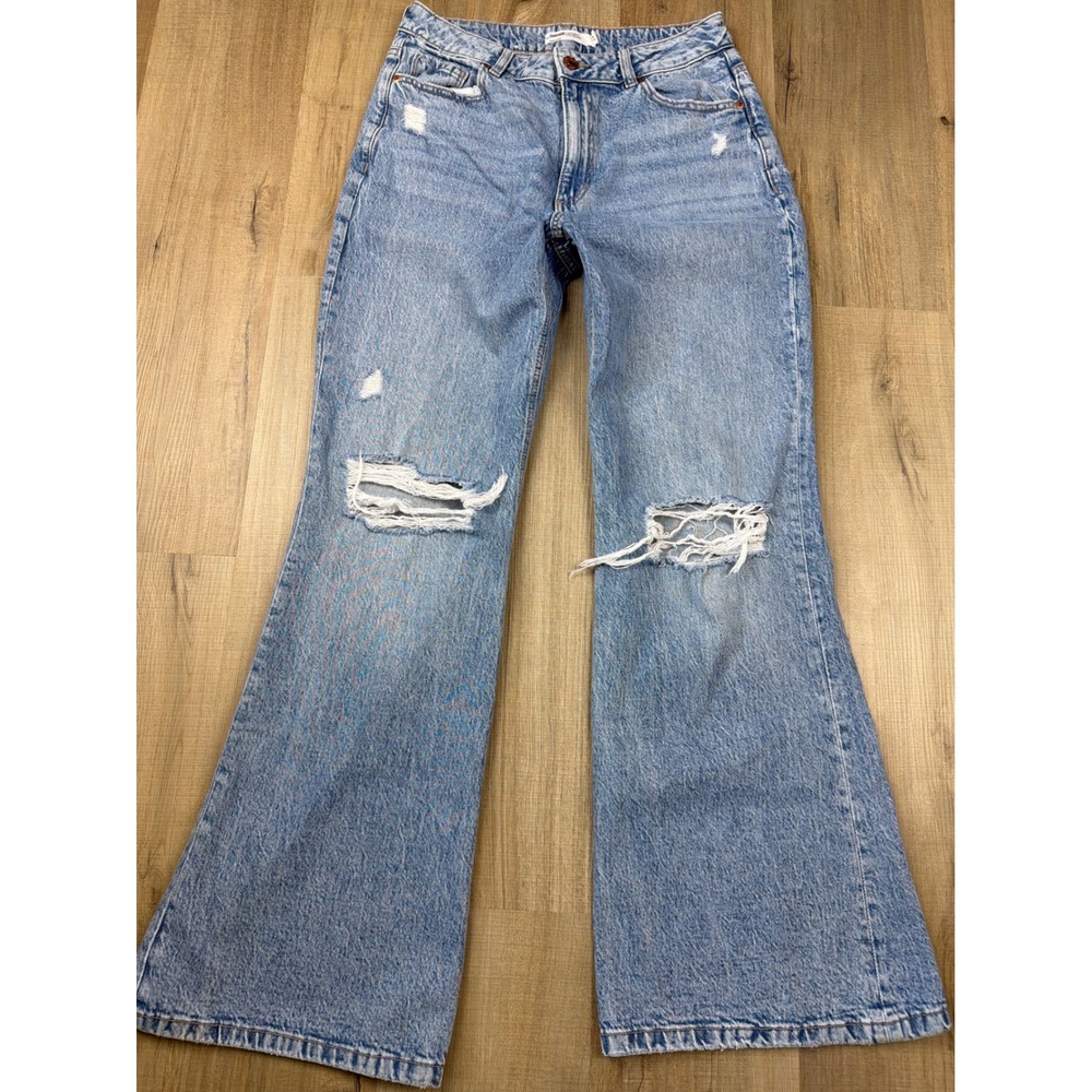Garage Denim High Waisted Flare Jeans Light Wash Distressed Ripped Size 9 29‎